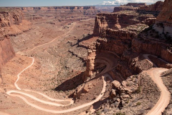 overlook of Shafer canyon in Canyonlands National Park