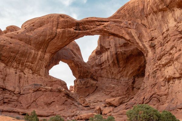 red sandstone Double Arch in Arches National Park