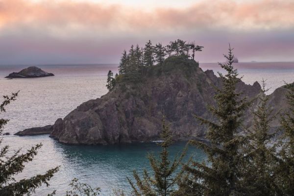 rocky coast line at sunset on the Southern Oregon Coast  near Samuel H Boardman