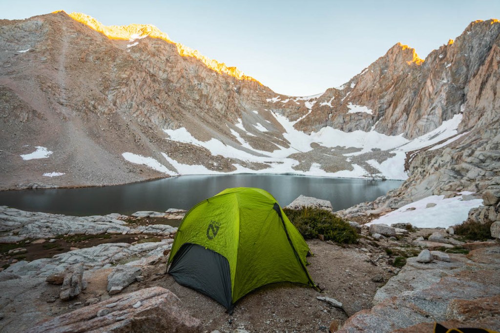 green nemo tent, camping at Consultation Lake