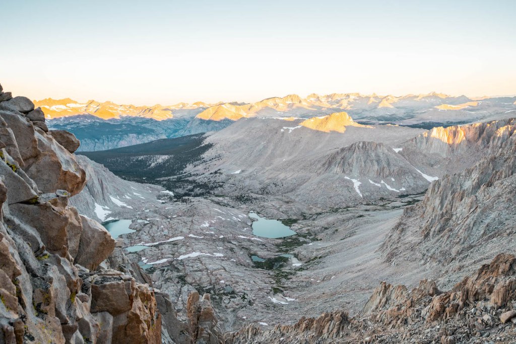 views of the Sierras from Mount Whitney Trail while backpacking Mount Whitney