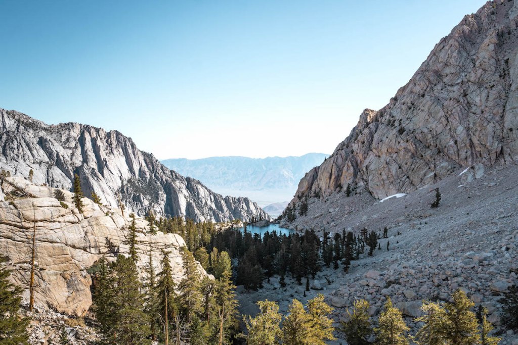 Looking down to Lone Pine Lake from the Mount Whitney Trail