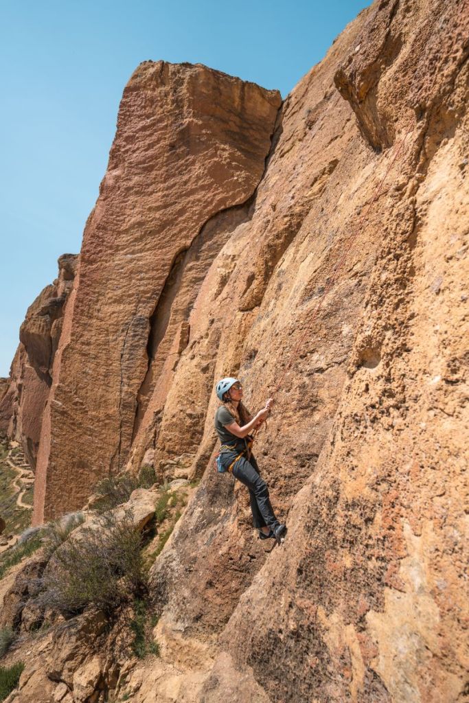 girl doing a guided climb at Smith Rock State park