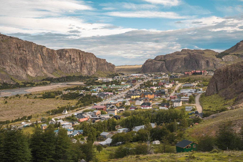 view of El Chalten from Sendero Monte Fitz Roy