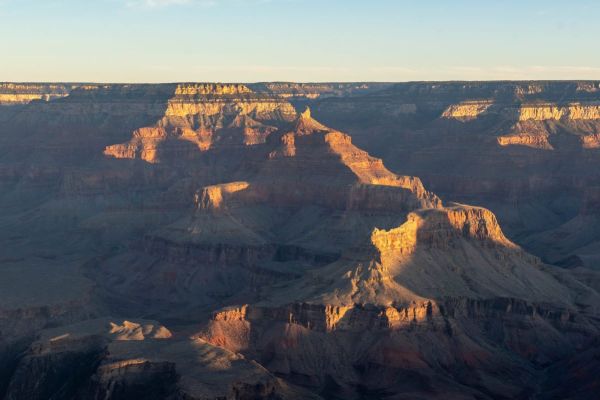 view from Mather Point in the Grand Canyon at sunrise