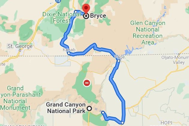 The Grand Canyon to Bryce Canyon