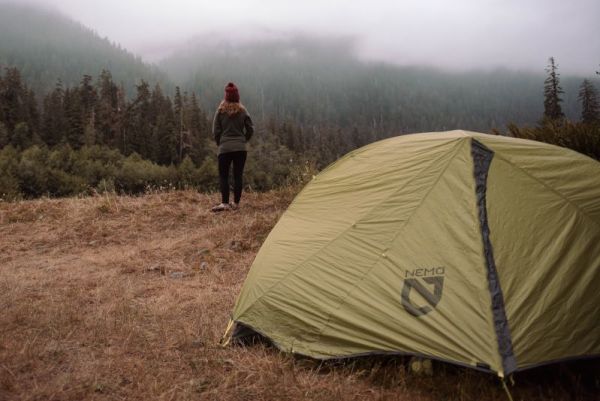 tent in backpacking in the Hoh Rainforest 