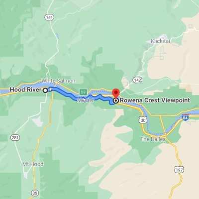 Hood River to Rowena Crest Viewpoint (from Google Maps)  