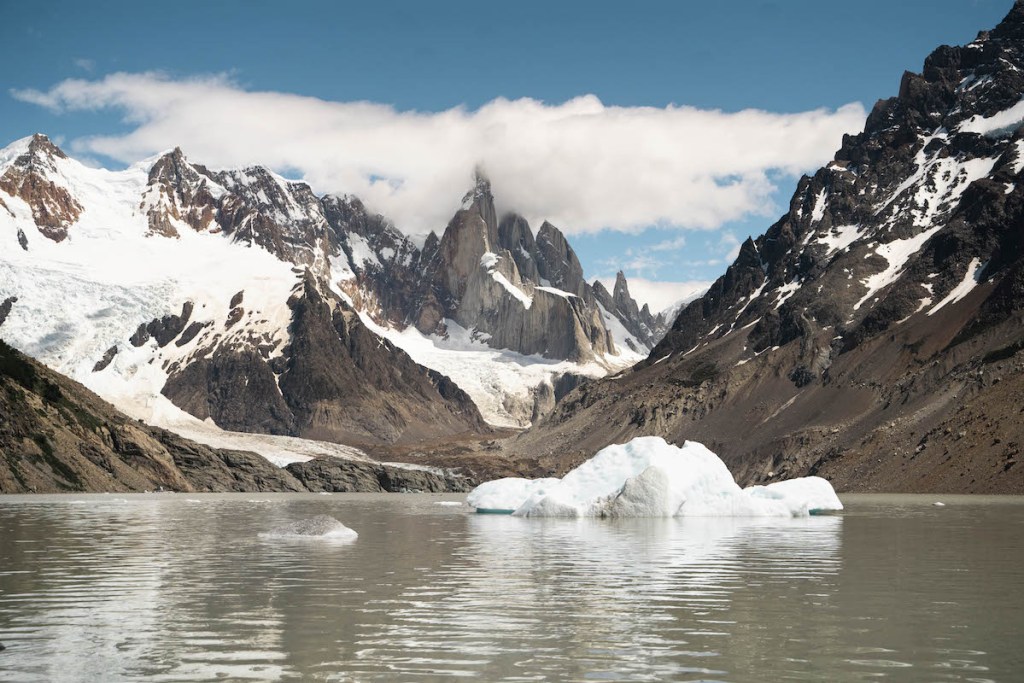 glacier chunks can be seen floating in front of Laguna Torre