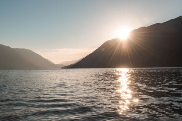 sunset on Lake Crescent in the Olympic Peninsula 