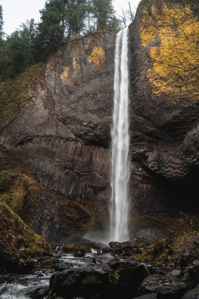 latourell falls from the bridge across Latourell Creek