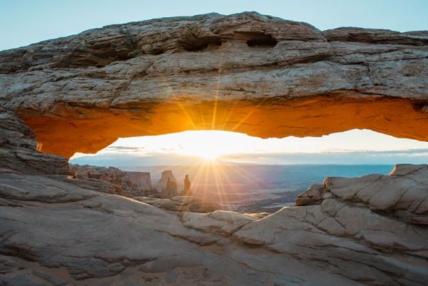 Mesa Arch at sunrise near Arches in Canyonlands National Park