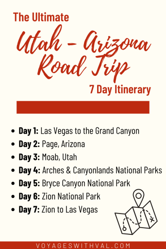 utah arizona 7 day road trip itinerary