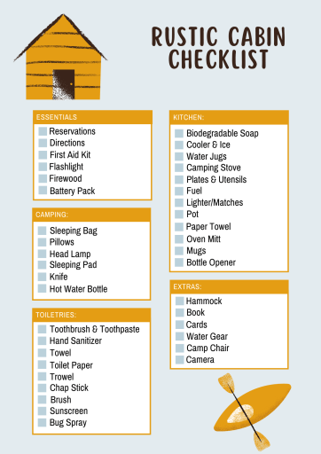 rustic cabin essentials checklist