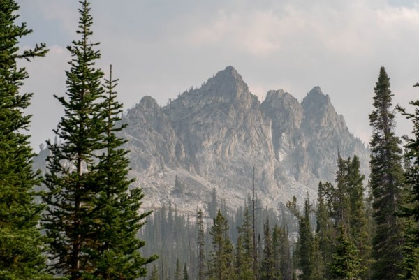 Jagged peaks of the Sawtooth Wilderness on Alice Lake Trail