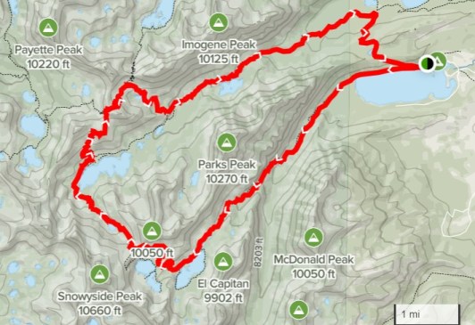 Map of Alice Toxaway Lake Loop