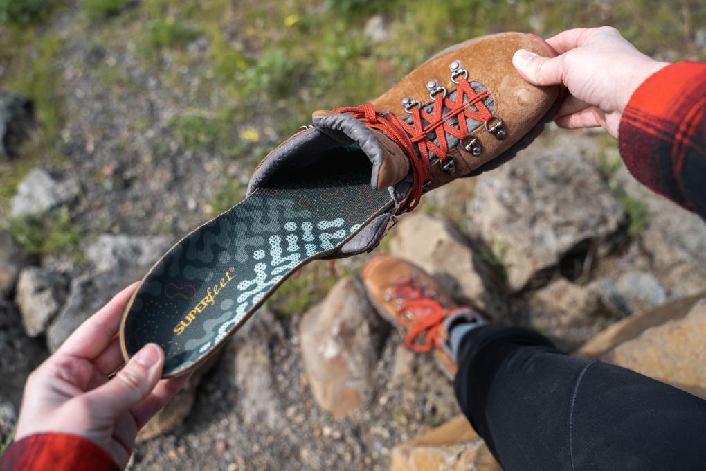 hiking insoles going into shoe