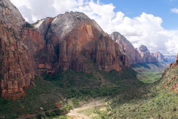 view of Zion Canyon from Angel's Landing Trail in Zion National Park