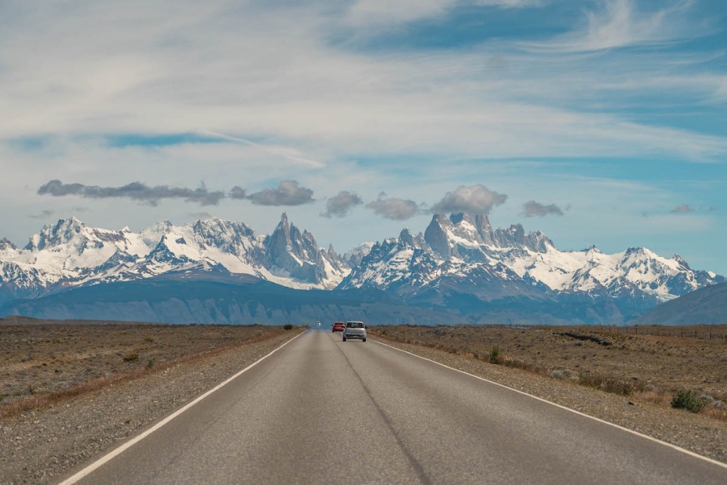 the road leading to Patagonia's mountains