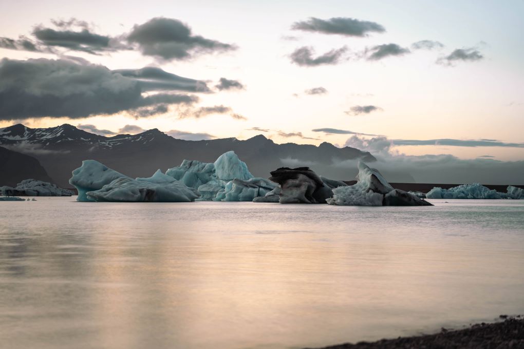 watching the glacier float past at Jokulsarlon Lagoon