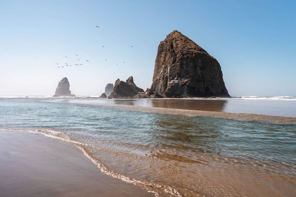 cannon beach view of haystack rock