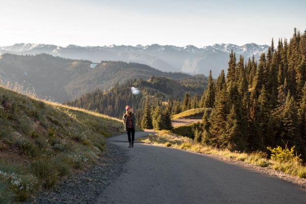 girl walking on Hurricane Hill trail in Olympic National Park