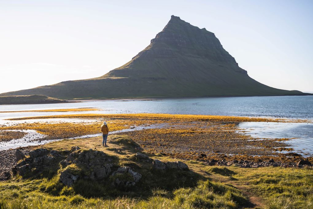 Kirkjufell mountain viewed from the side