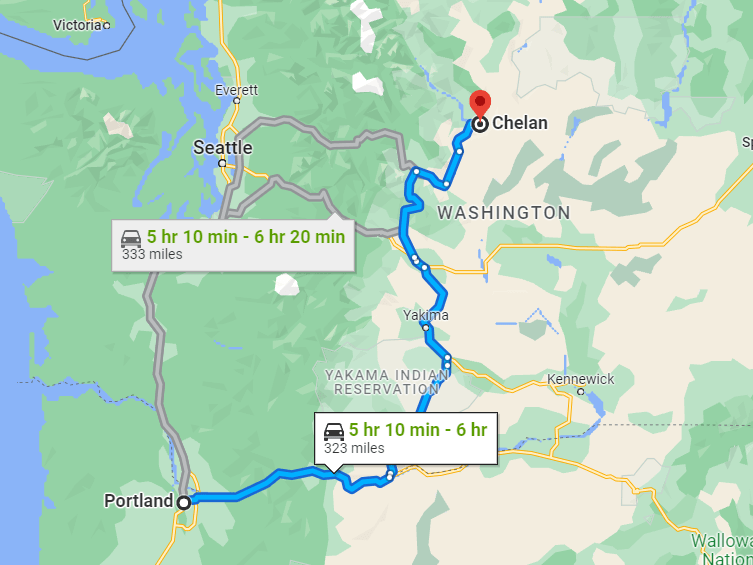 how to get to lake chelan from portland