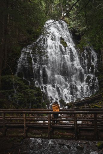 girl wearing rain jacket in the pacific northwest 