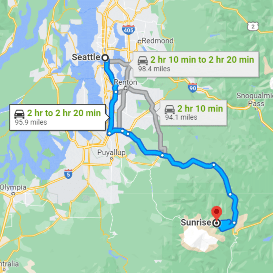 directions from Seattle to Sunrise Mount Rainier National Park