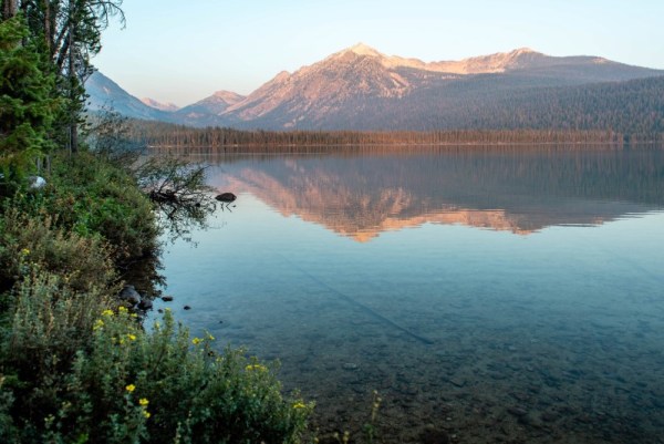 sunrise at Yellowbelly Lake in the Sawtooths